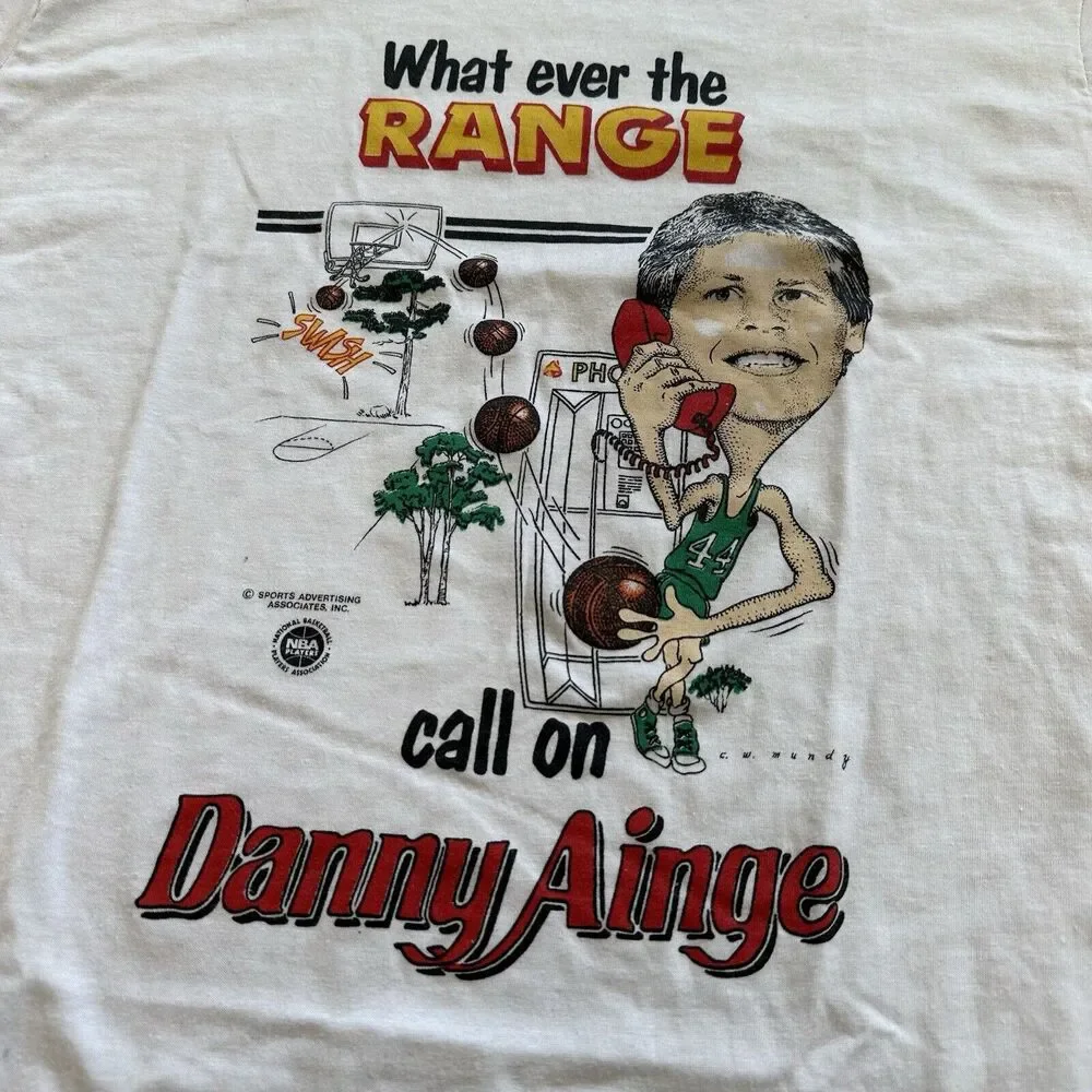 Vintage Boston Celtics Shirt Mens M Danny Ainge Ringer 80s‎ NBA Basketball